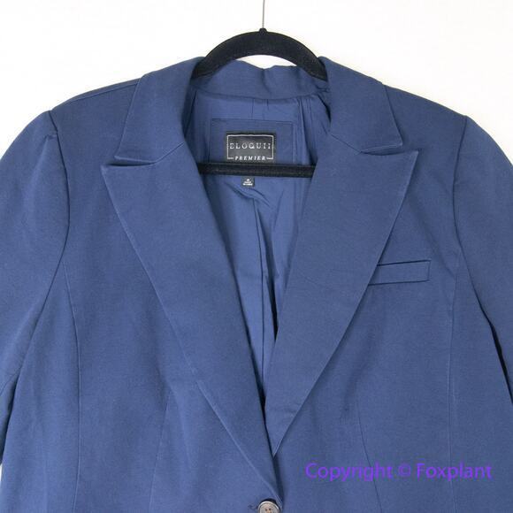 Eloquii Premier Blue blazer one button collared, size 16‎ - Picture 2 of 14